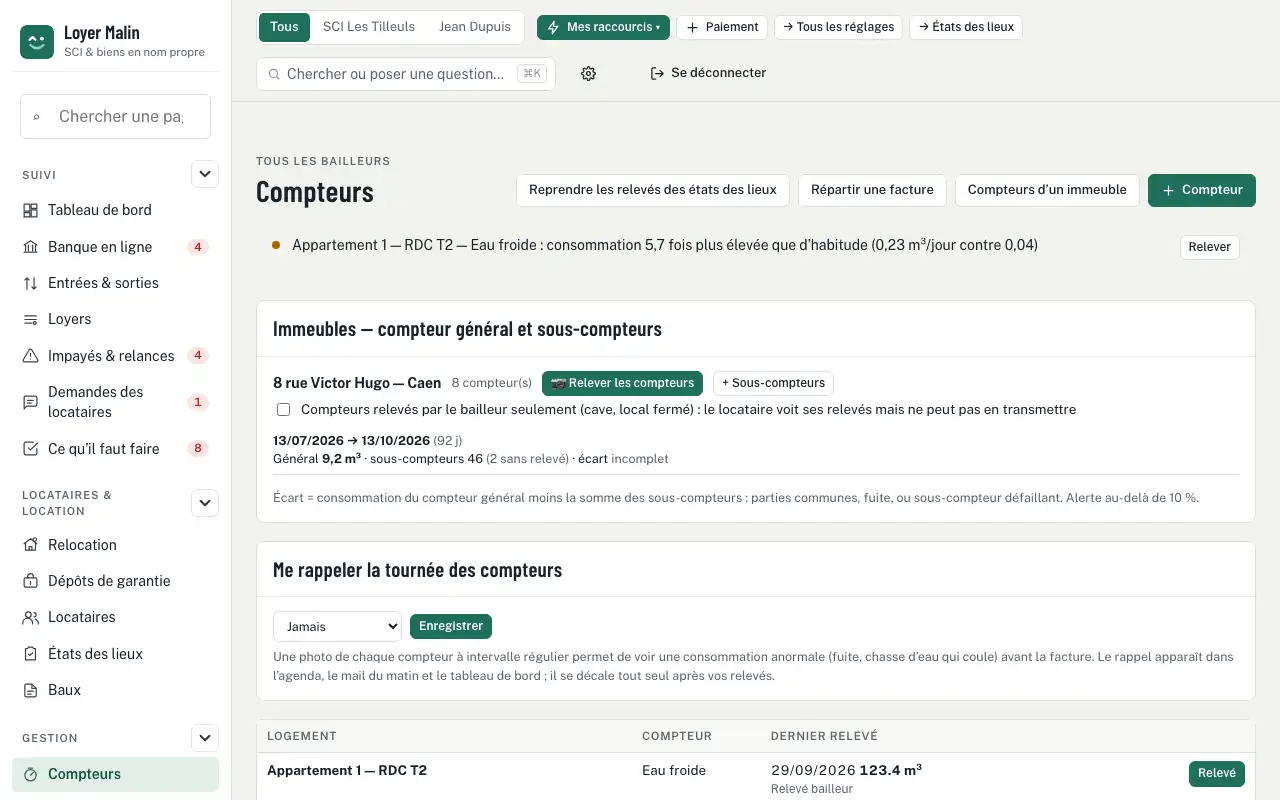 Compteurs — Régularisation des charges locatives : décompte automatique